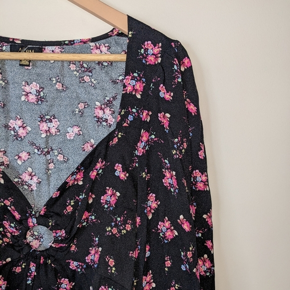 AFRM Floral Print Boho Blouse Crop Top Size XL - Picture 3 of 11